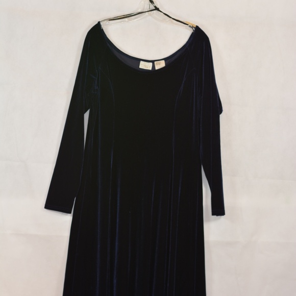 Stretch Blue Velvet Dress SZ L by Moda - Picture 3 of 6